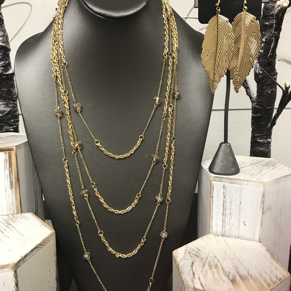 Paparazzi Gold Fall Leaves Earrings & Necklace Set